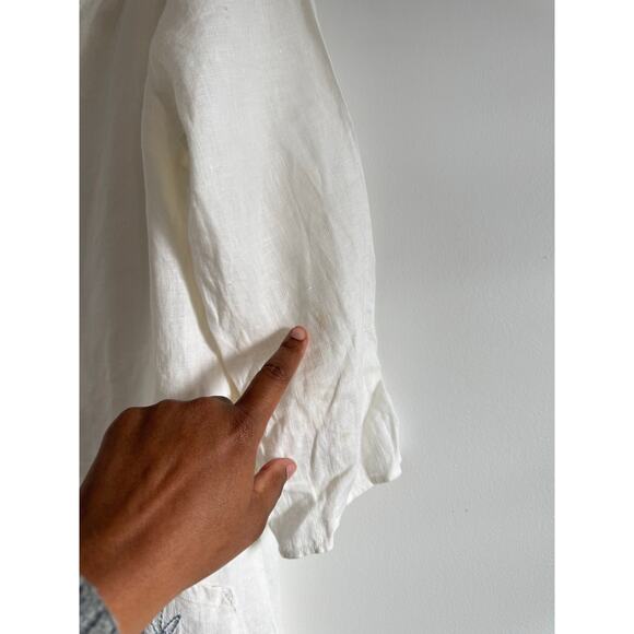 Reformation 100% Linen White Peasant Top Pineapple Embroidered Women’s Small - Picture 4 of 8